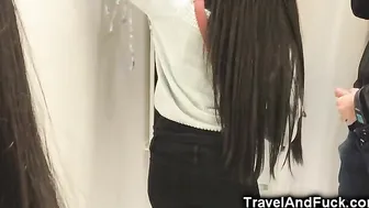 Asian Sucks Cock in Changing Room