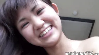 Young Japanese sweetie slowly riding cock in POV