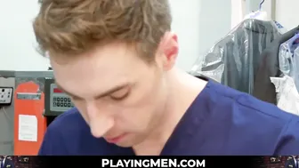 The intern is caught playing with his bosss suit