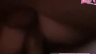 Brunette having threesome sex with double penetration