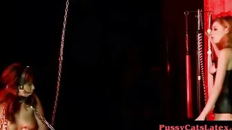 With toys A docile chick is sexually tormented by Latex Doma