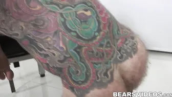 Tattooed stallion Atlas Grant anal stretched hard bareback
