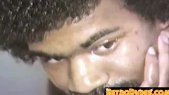 Ebony man with a hard cock masturbates in a vintage solo