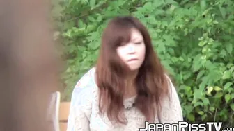 Pulling porn video – Voluptuous Japanese is pulling down her panties and peeing