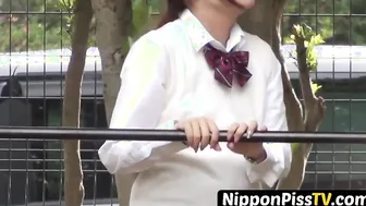 Underwear become truly wet after Japanese angel pisses herself