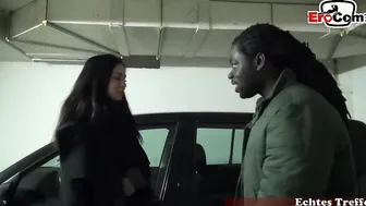 Public interracial sex in the parking garage with Lulu Gun