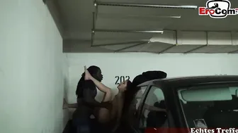 Public interracial sex in the parking garage with Lulu Gun