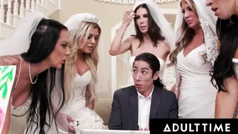 ADULT TIME  Seductive MILF Brides Punish Horny Wedding Planner With Raunchy REVERSE GANGBANG Frenzy