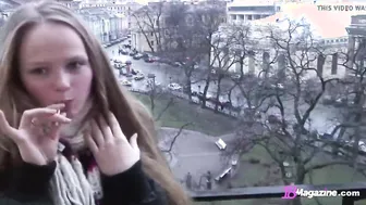 Long Hair European Blonde Bianca 19 Goes Topless Public? What?