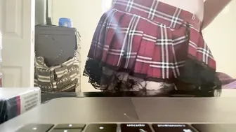 School chick Plays with Leaking Soak Vagina
