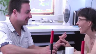 Freaky bushy housewife loves young penis