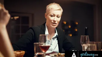 GIRLSWAY - Lonely Woman Cheats On Her Husband With His Boss Wife Angela White During Couple Dinner