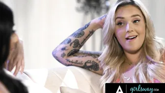 GIRLSWAY  Starving for Attention, Petite Kali Roses Spreads Her Legs Wide Open For The Tattooed Violet Myers To Take Her