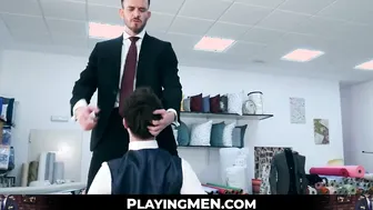 elegant hunk Franky Fox pays a suit tailor in raw drill bits