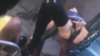 Maskwearing subbabe relishes her oral dominas pussy