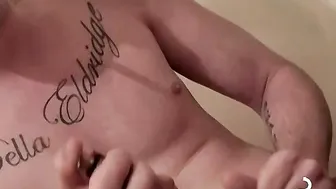 Inked handsome guy loves to touch himself while smoking