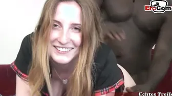 Young German teen in an interracial threesome