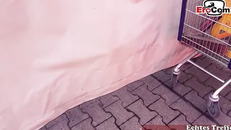 Outdoor sex meeting in the forest with a chubby blonde
