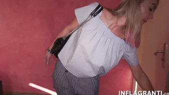 Blonde milf gets fucked by two guys