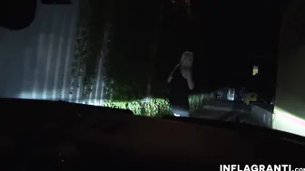 Hottie blonde gets muff jizzed outdoors