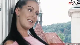 Sandwich ass sex with black-haired slut