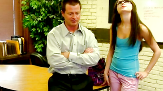 Kelly Klass fucking in the table with her natural tits