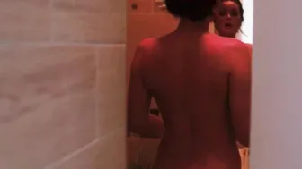 A guy fucked his stepmothers friend hard after seeing her naked in the bathroom 8