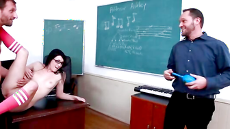 College girl Megan Piper fucking in the desk with her petite