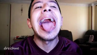 Tongue and mouth fetish with a lot of saliva