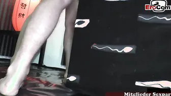 Dark-haired gangbang slut inseminated multiple times