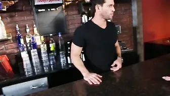 Blonde Katie Kox fucking in the bar with her tits