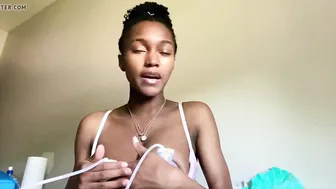Adorable young Black pumps her titty milk for Youtube