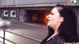 Public sex date with a fat black-haired woman