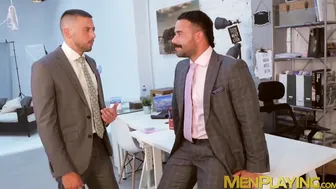 Blowjobs and anal with suited Shane Jackson and Teddy Torres