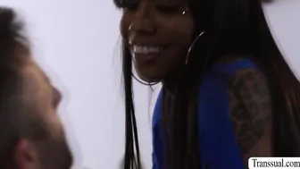 Damn hot TS Ebony lets brother-in-law fuck her ass