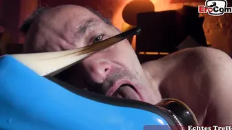 Shoe slave licks his dominatrixs high heels