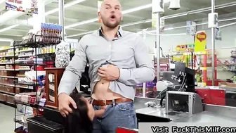 JMac Fucks Petite Kimmy Kimm Behind The Supermarket Counter As She Keeps Working 17