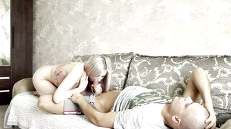 stepbrother doesnt wake up in the morning Stepsister will help with the best blowjob 109