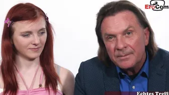 Young teenager Snow Gill at the casting with grandpa