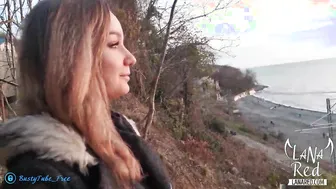 Hoe Blown Strangers Gigantic Penis at Sunset by the Sea and Swallowed
