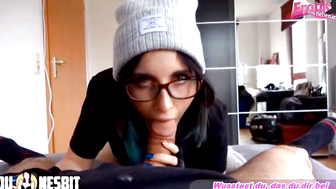 Smoking during a blowjob with a German emo teen