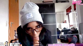 Smoking during a blowjob with a German emo teen