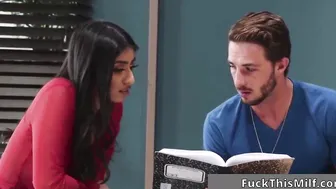 Curvy busty coed Violet Myers rides teacher 8