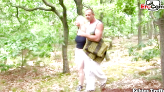 Horny mature milf with natural tits loves outdoors