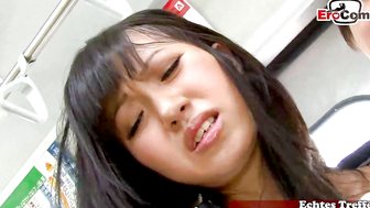 Gangbang on public train with Asian teen