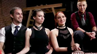 Bound babes fisted and fucked at BDSM orgy party