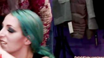 Busty slave endures public disgrace and gets fucked