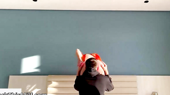 He licked his girlfriend and then planted her on his big dick. Filled her pussy with 5