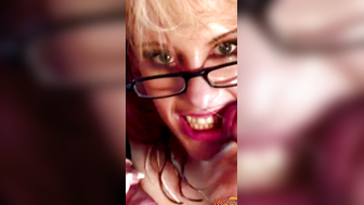 Horny older woman sucking off two dicks