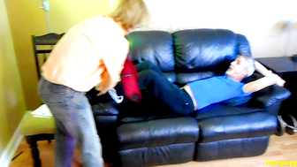 Tickle Time! Sexy Blonde Babe Gets Intimate with Her Partner in Crime